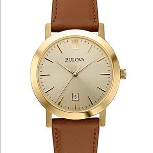 Bulova Gold, Leather, Quartz Watch